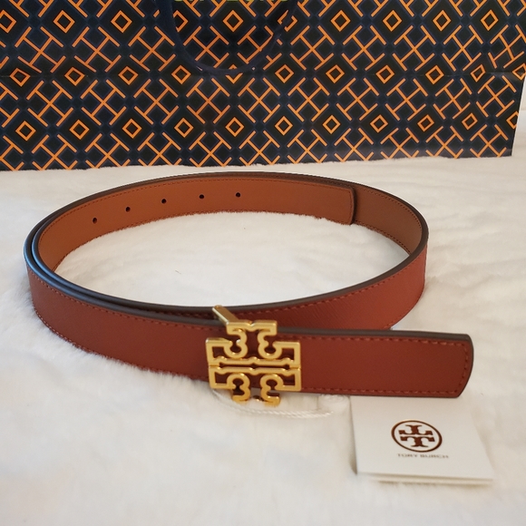 Tory Burch Accessories - BRAND NEW! TORY BURCH Sumac/Classic Tan Reversible Britten Logo Belt 1in.